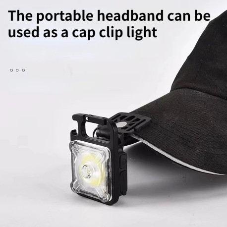 LED COB lygte til kasket, pandebånd mm