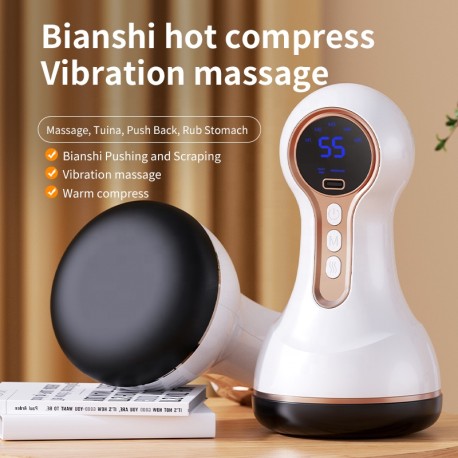 Smart Gua Sha Massageapparat med Varme & Bian-sten – 5 Hastigheder